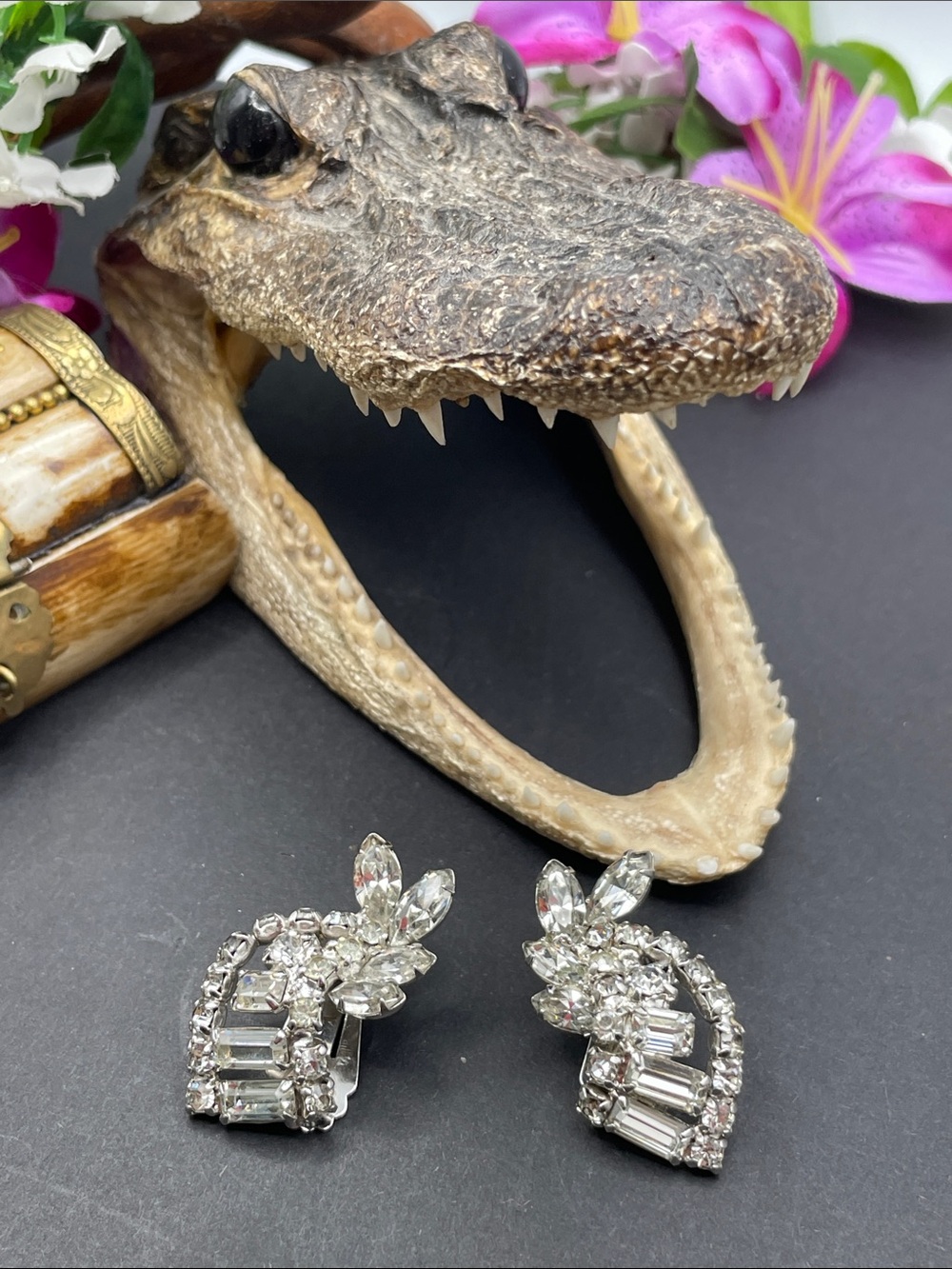 Kramer of NY rhinestone clip earrings vintage